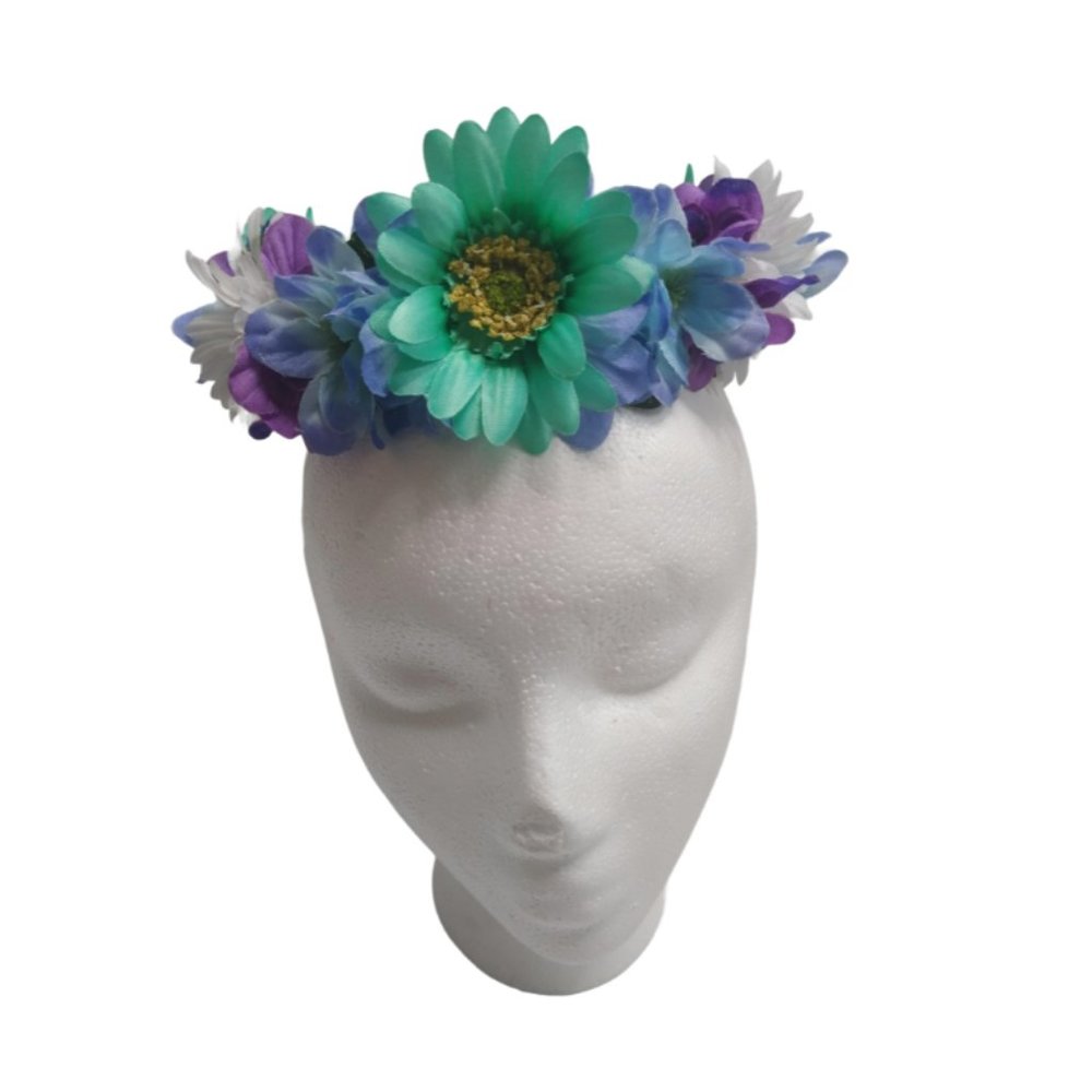 Beautiful Aqua & Purple Child Floral Crown